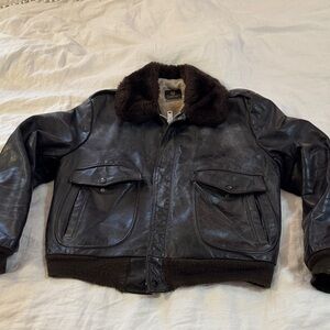 Vintage Cooper G-1 bomber, goatskin leather and shearling lined, mens sz 46, USA